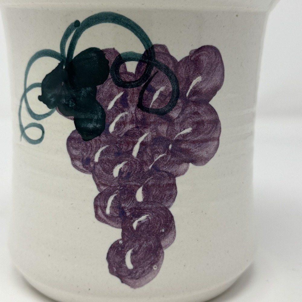Contemporary Pottery LTD Oregon Vase Hand Painted Grapes Teal Spatterware - Picture 9 of 12